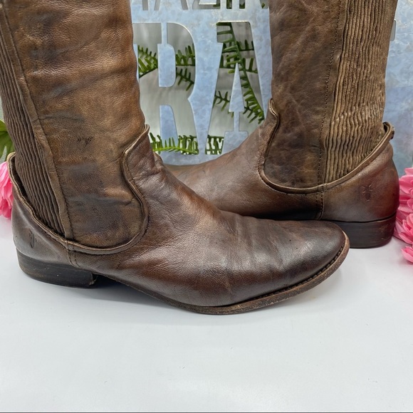 Frye 8 1/2 Melissa‎ Scrunch Brown Riding Boots 77103 - Picture 4 of 15